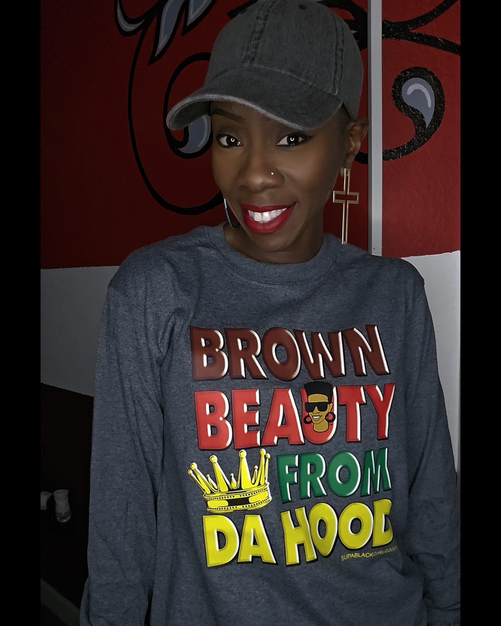 Brown Beauty From Da Hood Grey Long Sleeve Shirt